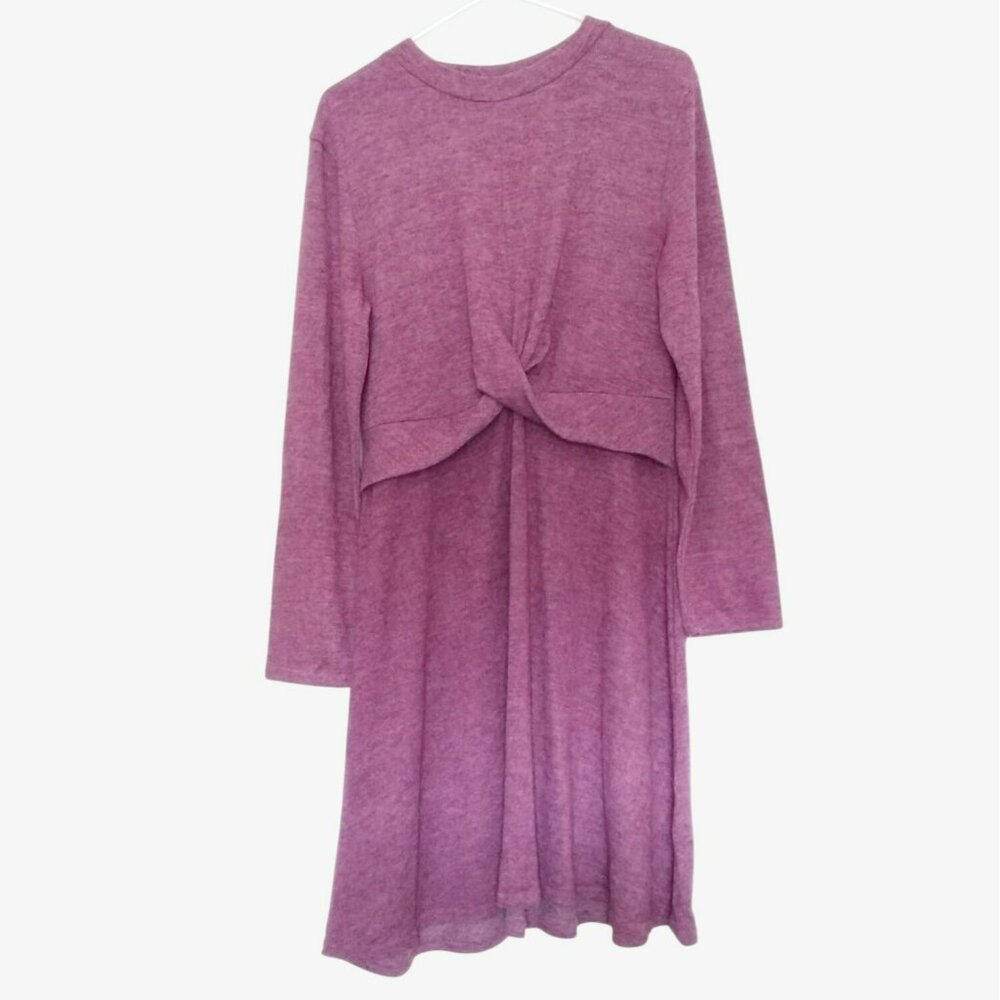 Serra Womens Knotted Long Sleeve Dress Size L Purple Modest Travel Comfy